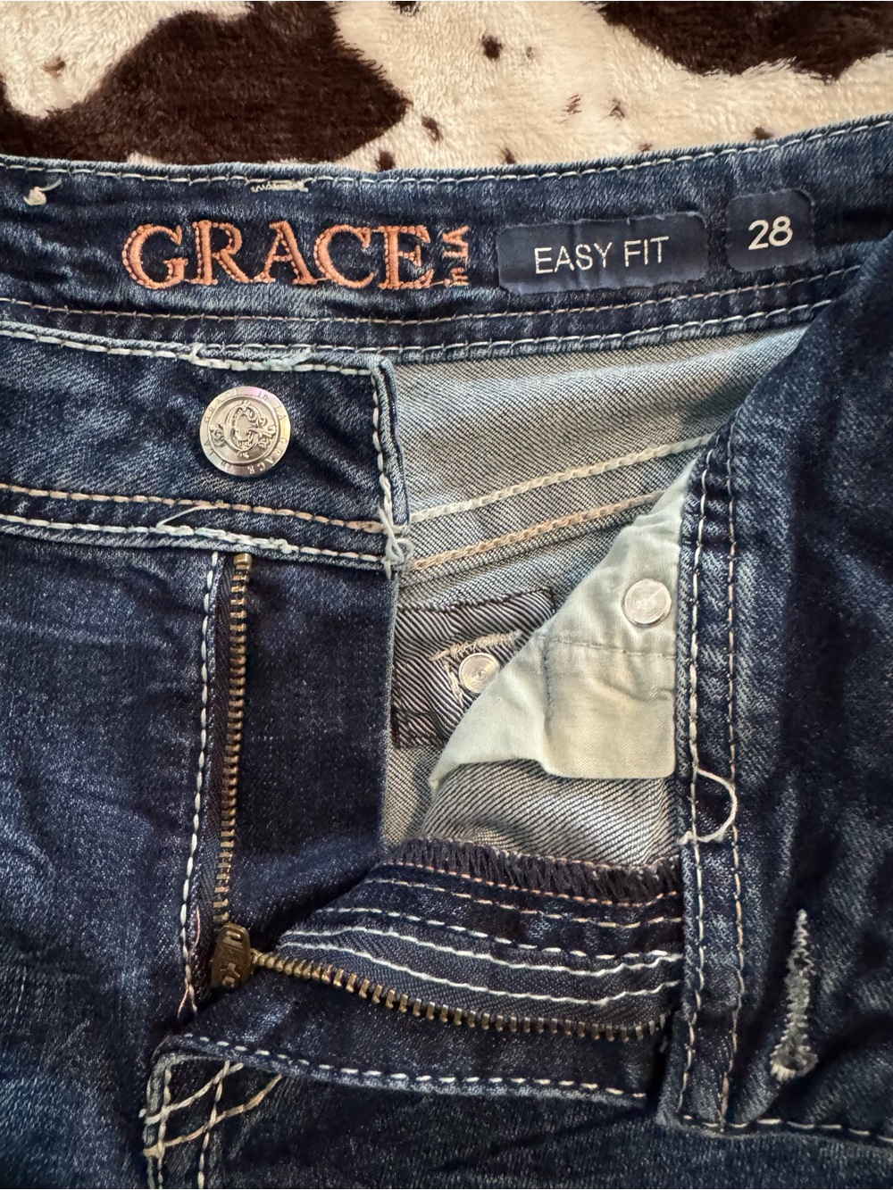 Grace Blue Denim Flare Jeans with Multicolor Paisley Embroidery - Picture 2 of 9